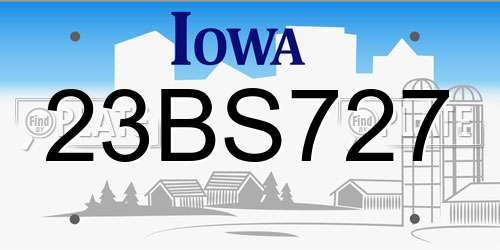 23BS727 Iowa License Plate