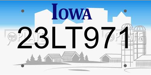 23LT971 Iowa License Plate