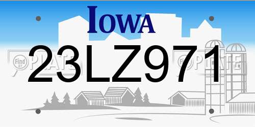 23LZ971 Iowa License Plate