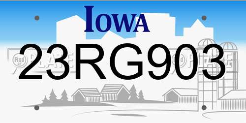 23RG903 Iowa License Plate