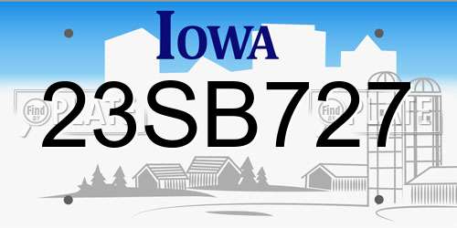 23SB727 Iowa License Plate