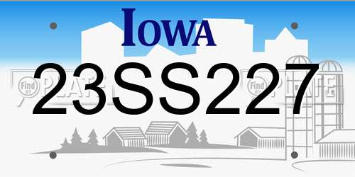 23SS227 Iowa License Plate