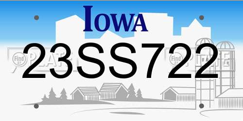23SS722 Iowa License Plate