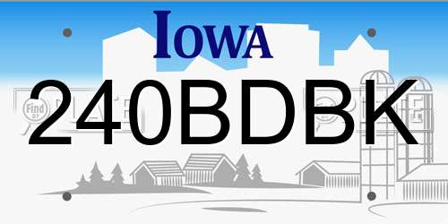 240BDBK Iowa License Plate