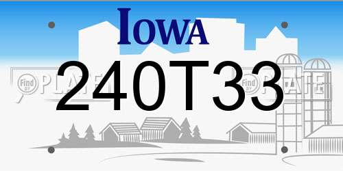 240T33 Iowa License Plate