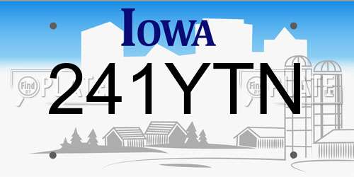 241YTN Iowa License Plate