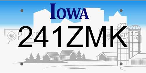 241ZMK Iowa License Plate