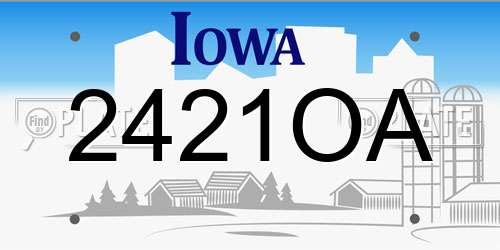 2421OA Iowa License Plate