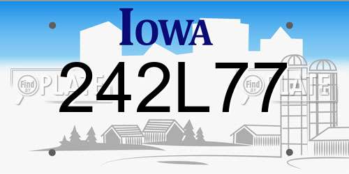 242L77 Iowa License Plate