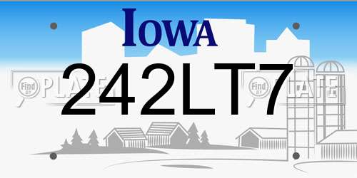 242LT7 Iowa License Plate