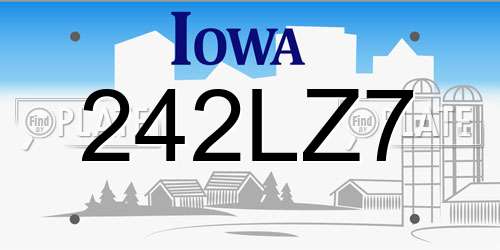 242LZ7 Iowa License Plate