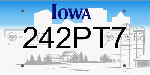 242PT7 Iowa License Plate