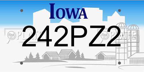 242PZ2 Iowa License Plate