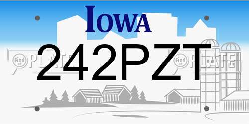 242PZT Iowa License Plate