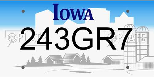 243GR7 Iowa License Plate