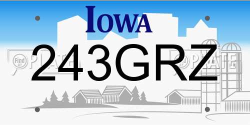 243GRZ Iowa License Plate