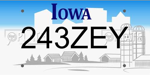243ZEY Iowa License Plate