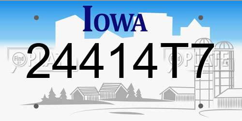 24414T7 Iowa License Plate