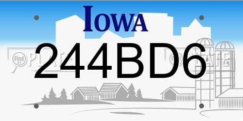 244BD6 Iowa License Plate