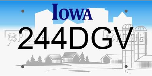 244DGV Iowa License Plate