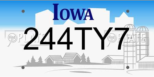 244TY7 Iowa License Plate