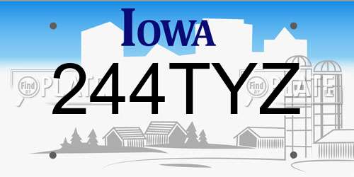 244TYZ Iowa License Plate