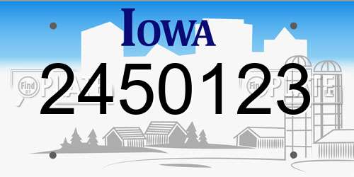 2450123 Iowa License Plate