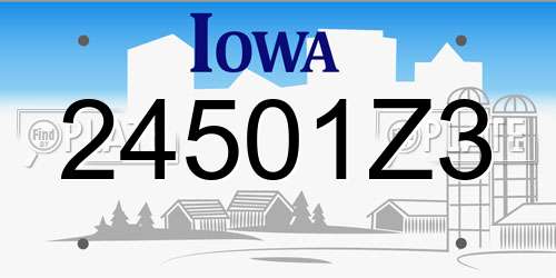 24501Z3 Iowa License Plate