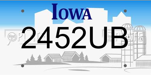 2452UB Iowa License Plate