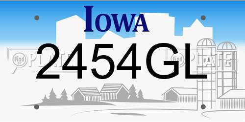 2454GL Iowa License Plate