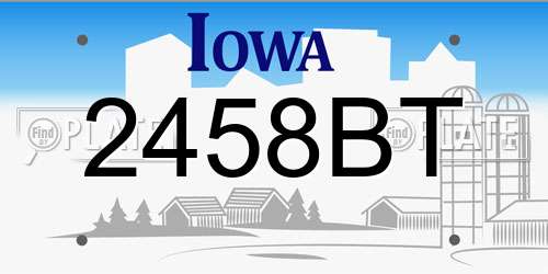2458BT Iowa License Plate