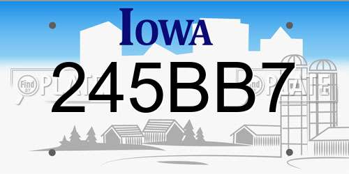 245BB7 Iowa License Plate