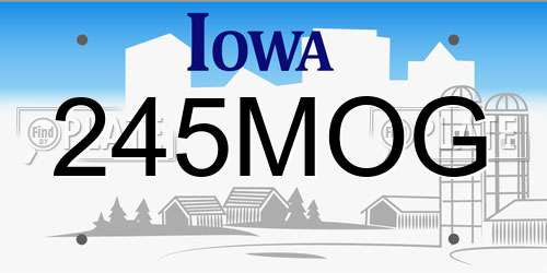 245MOG Iowa License Plate