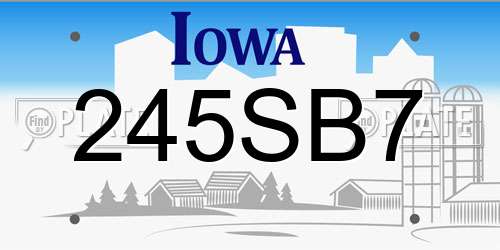 245SB7 Iowa License Plate