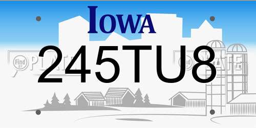 245TU8 Iowa License Plate