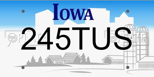 245TUS Iowa License Plate