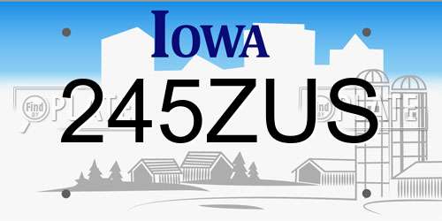 245ZUS Iowa License Plate
