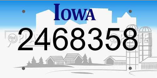 2468358 Iowa License Plate