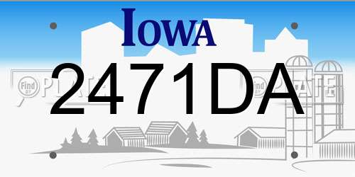2471DA Iowa License Plate