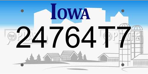 24764T7 Iowa License Plate