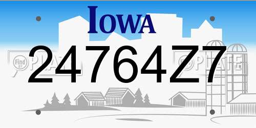 24764Z7 Iowa License Plate