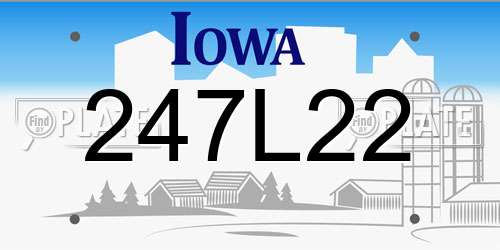 247L22 Iowa License Plate