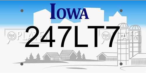 247LT7 Iowa License Plate