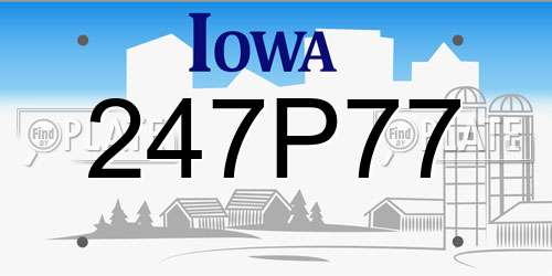 247P77 Iowa License Plate