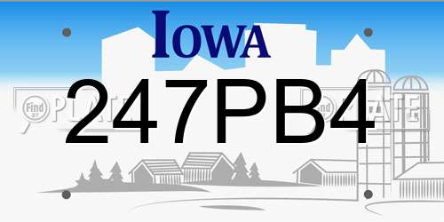 247PB4 Iowa License Plate
