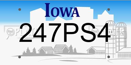 247PS4 Iowa License Plate