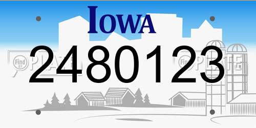 2480123 Iowa License Plate