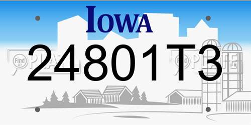 24801T3 Iowa License Plate