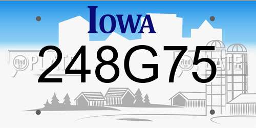 248G75 Iowa License Plate