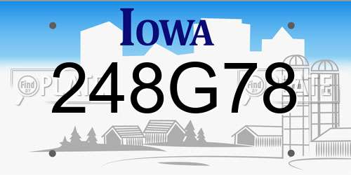 248G78 Iowa License Plate